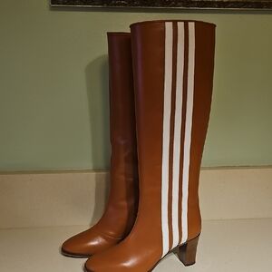 Gucci Tan and White Heeled Boots